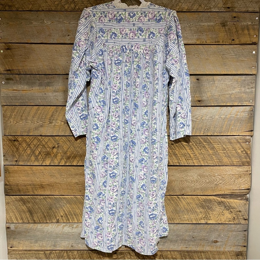 VTG Honors Intimates Womens Medium Flannel Pajamas Sleepshirt Nightgown Prairie - Picture 2 of 9